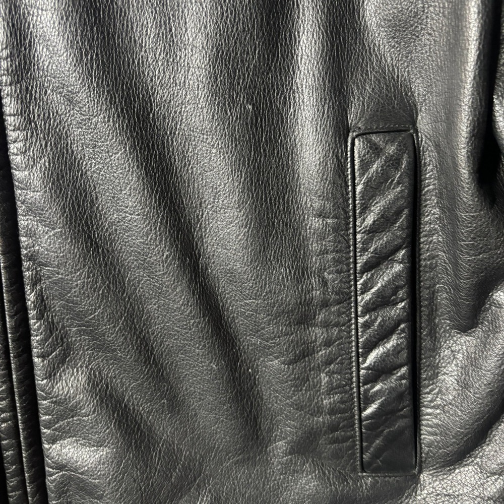 Banana Republic Mens Black Leather Jacket Full Zip Lined Medium Moto Motorcycle - Picture 6 of 12